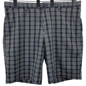 Izod Golf Classic Shorts Chino Plaid Navy Blue Mens 40